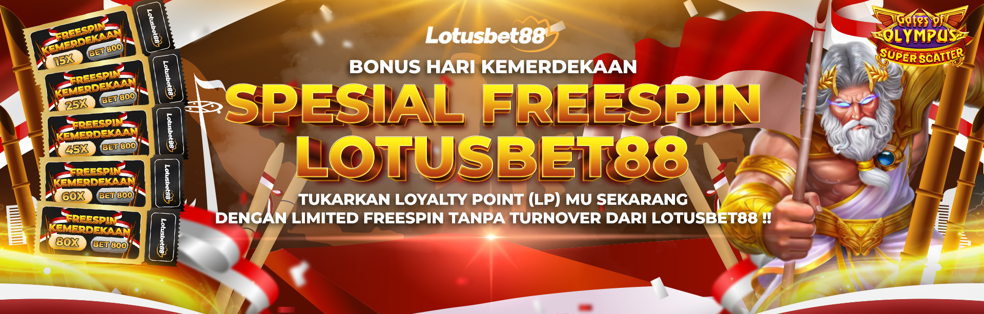 SPECIAL FREESPIN KEMERDEKAAN LOTUSBET88 !!!
